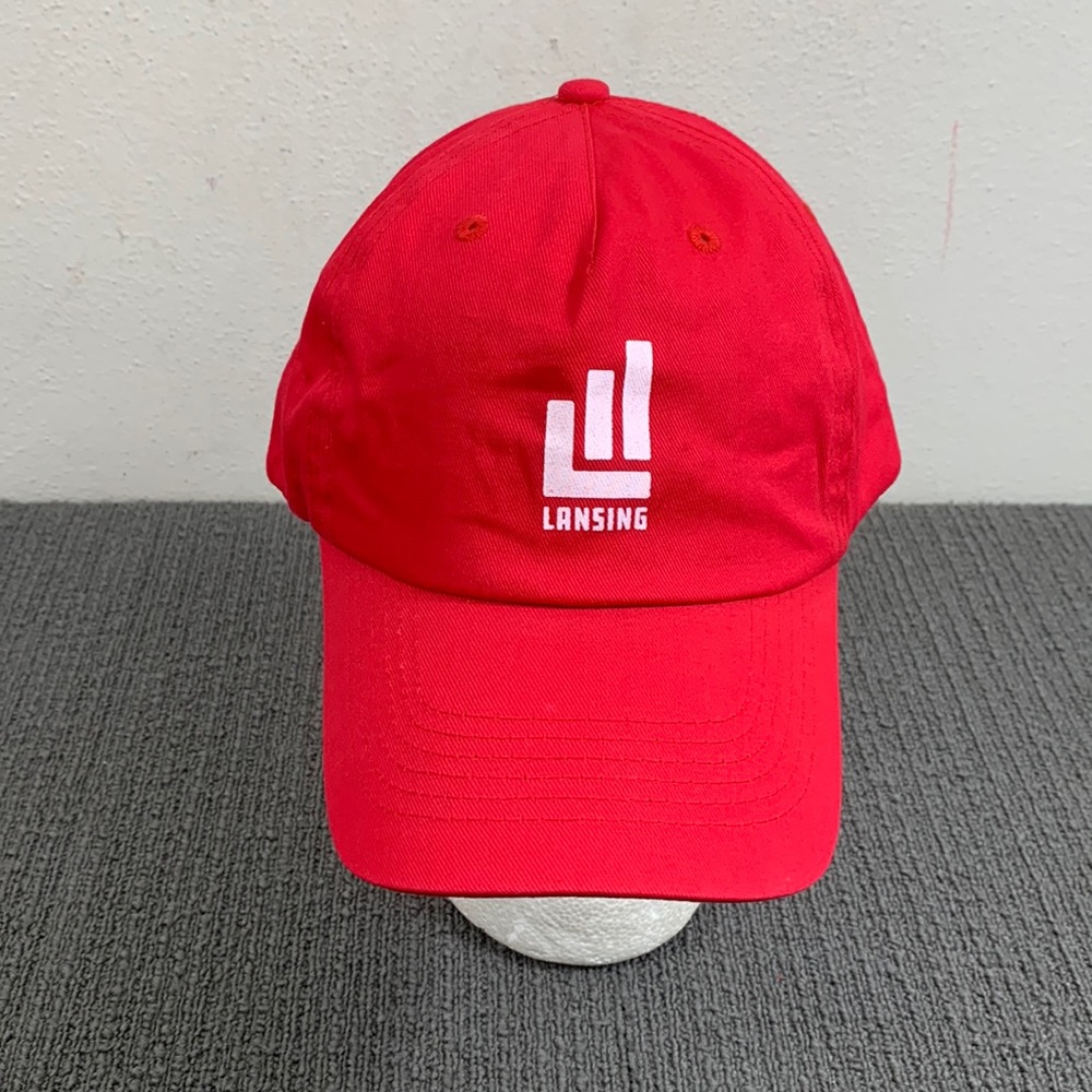 Lansing Baseball Hat Unisex OSFA Red Adjustable Strapback Hit Wear